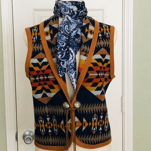 PENDLETON SOUTHWEST WESTERN NAVY WOOL VEST